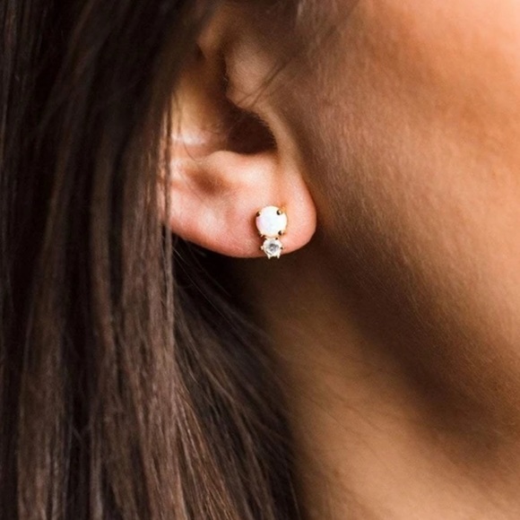 Dainty Fire Opal earrings - Picture 3 of 3